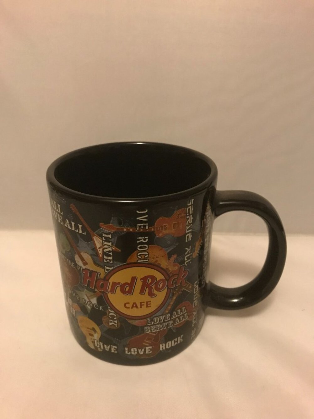 Hard Rock Cafe Orlando Coffee Mug Cup Guitars Black Live Love Rock Save the Plan